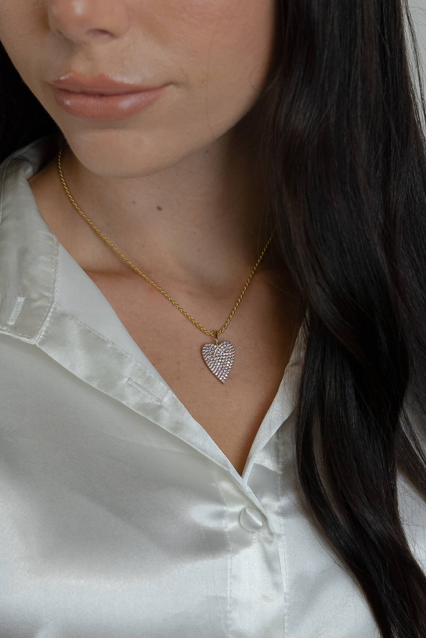 Skinny Rope Chain Necklace | Threader Charm Necklace : Gold / 16 Inches