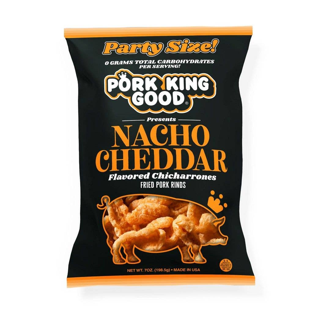 Pork King Good Nacho Cheddar Pork Rinds 7oz Bag
