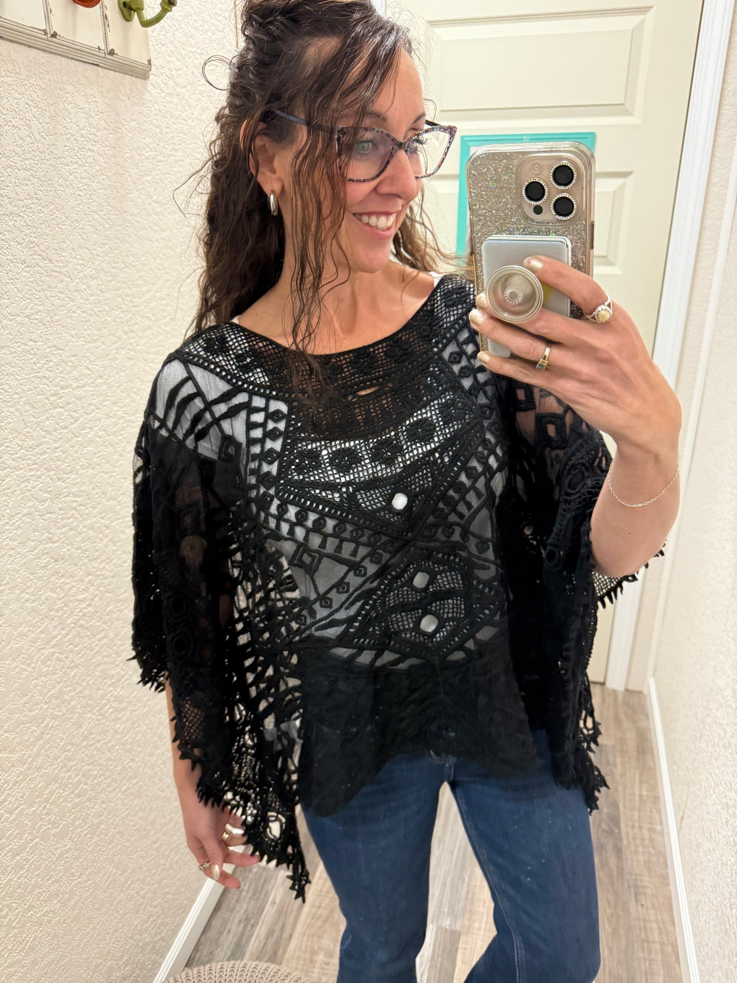 Black Anastasia One Size Crochet Overlay