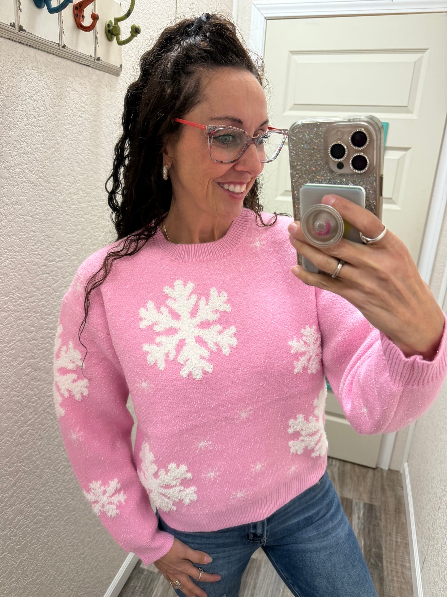 Pink Snowflakes Sweater