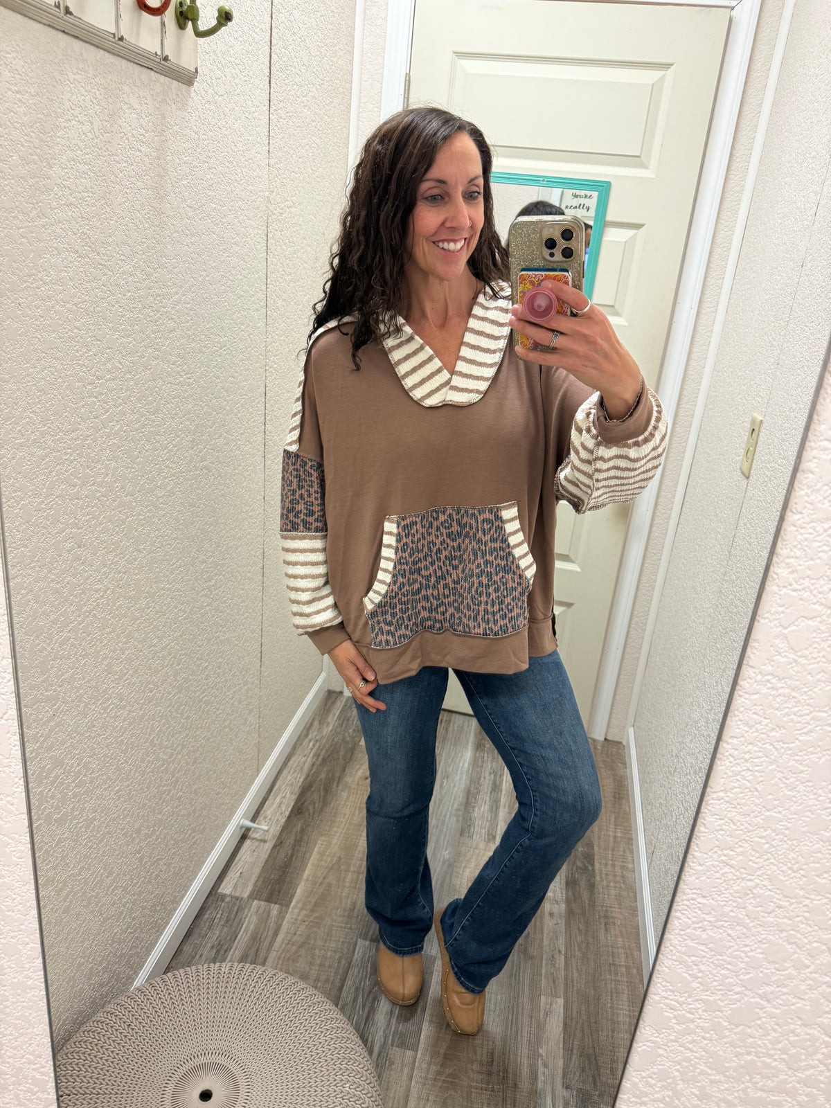 Lucky Leopard Print Hoodie with Kangaroo Pocket