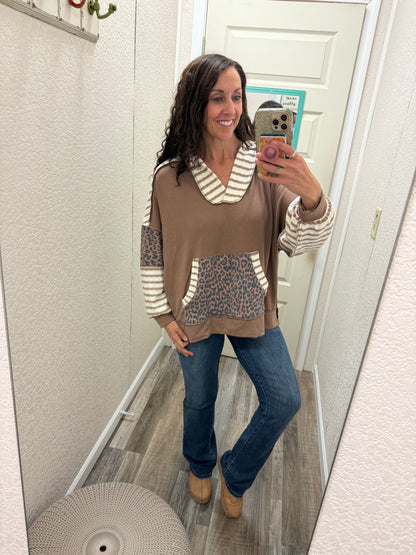 Lucky Leopard Print Hoodie with Kangaroo Pocket