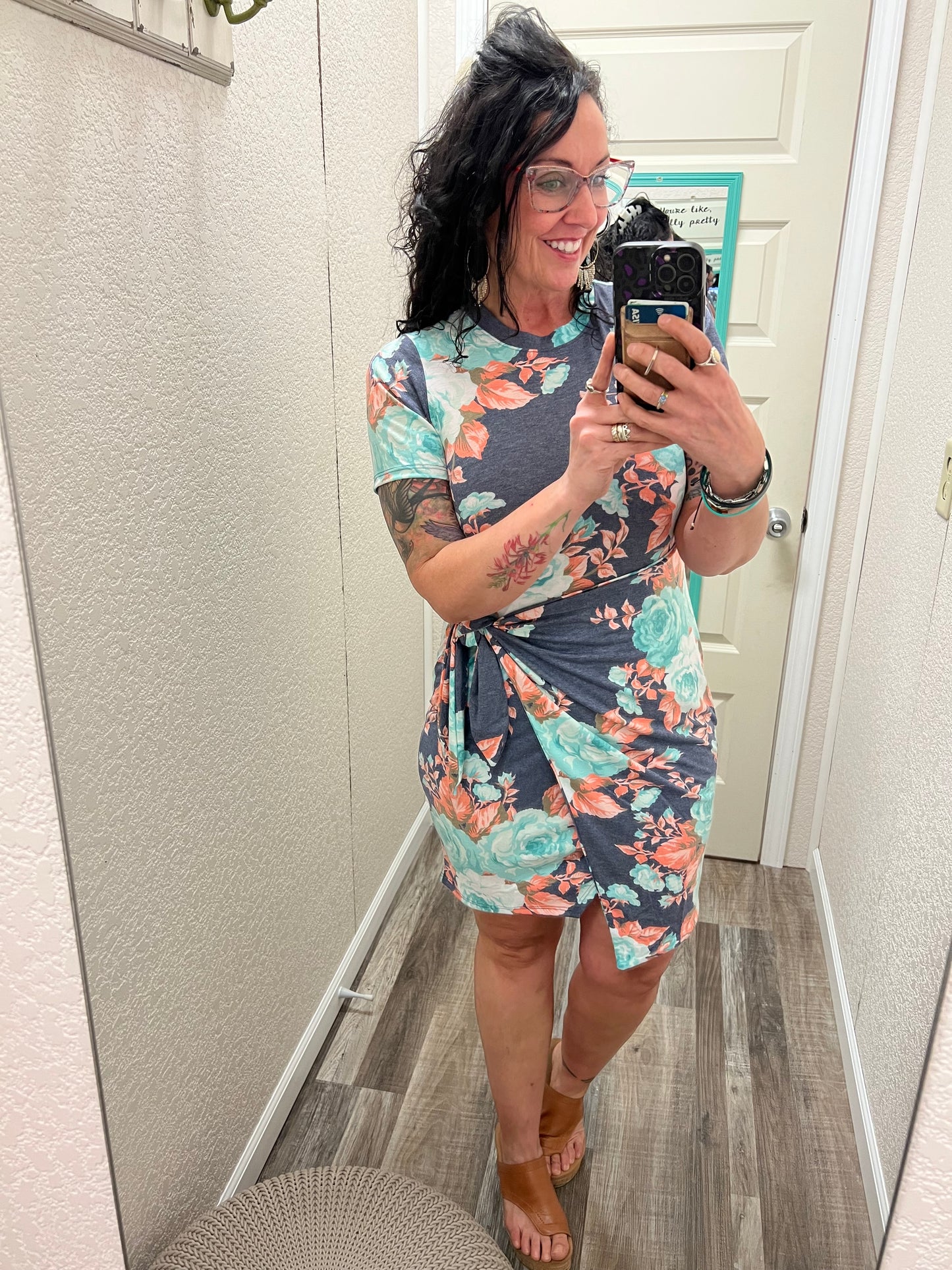 Izzy floral front wrap tie dress