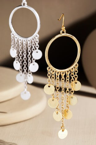 Gold Glistening Metal Hoop Earrings