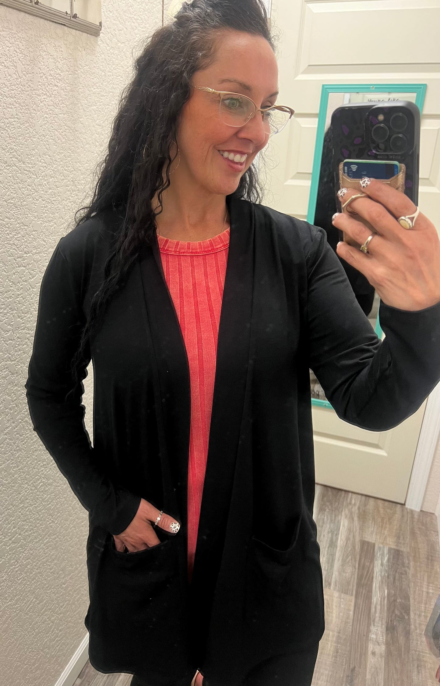 Black - Slouchy Open Front Cardigan