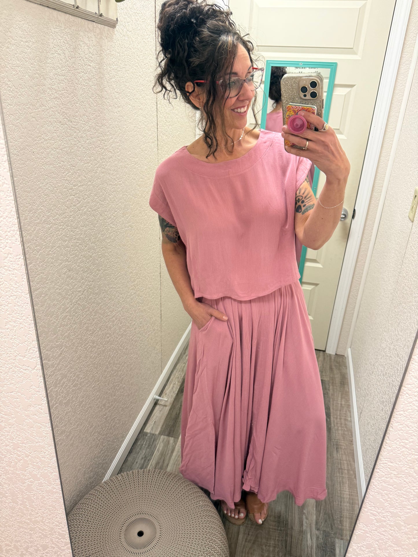 Summer Time Roses Top/Skirt Set