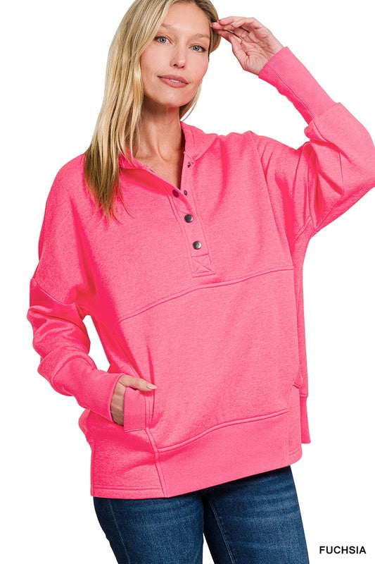 Addie Snap Front Fleece Hoodie