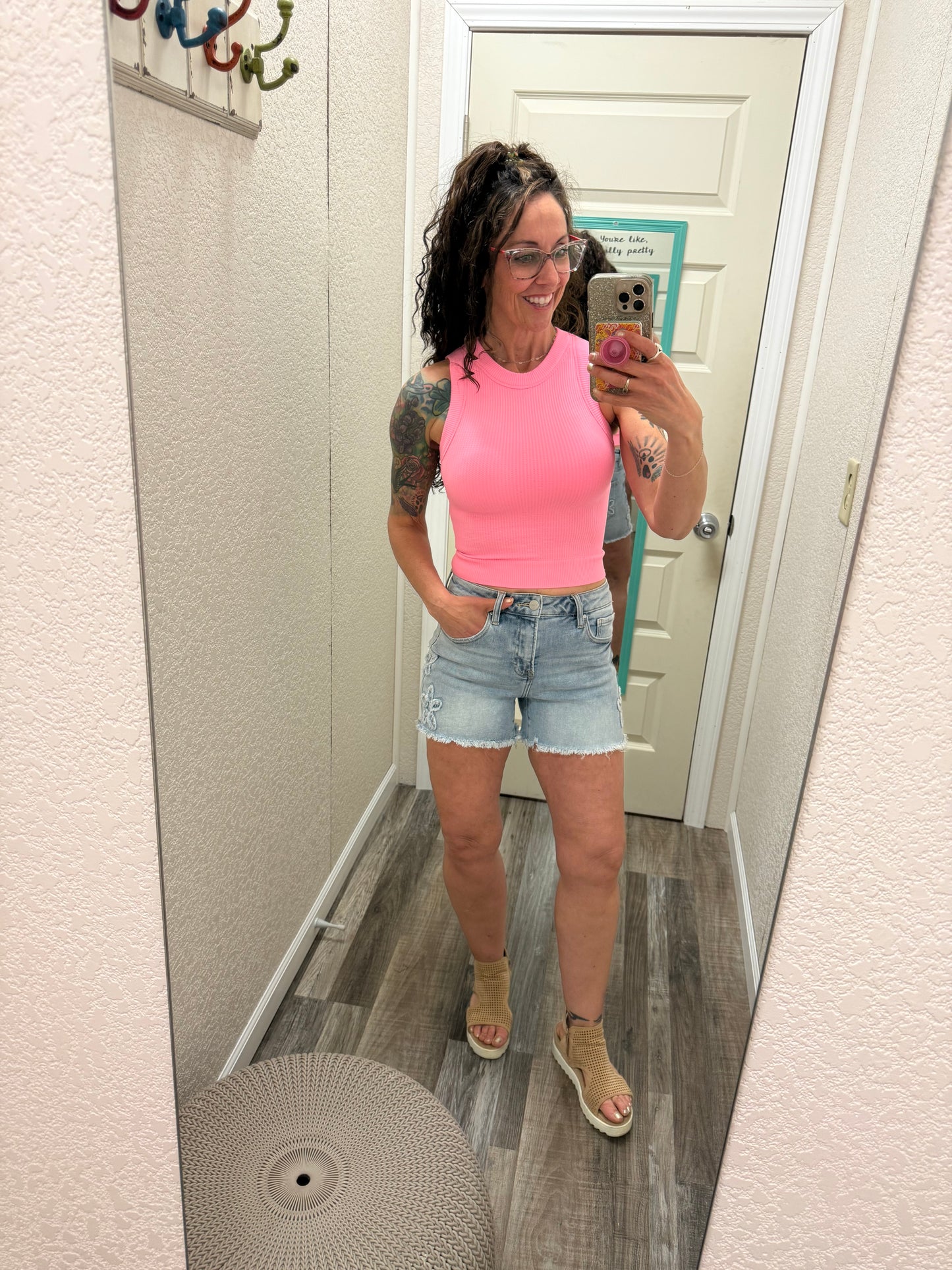 Snatched High Neck Built In Bra Crop Tank