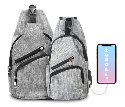 Black Anti-theft Sling Daypack With USB Charging Port