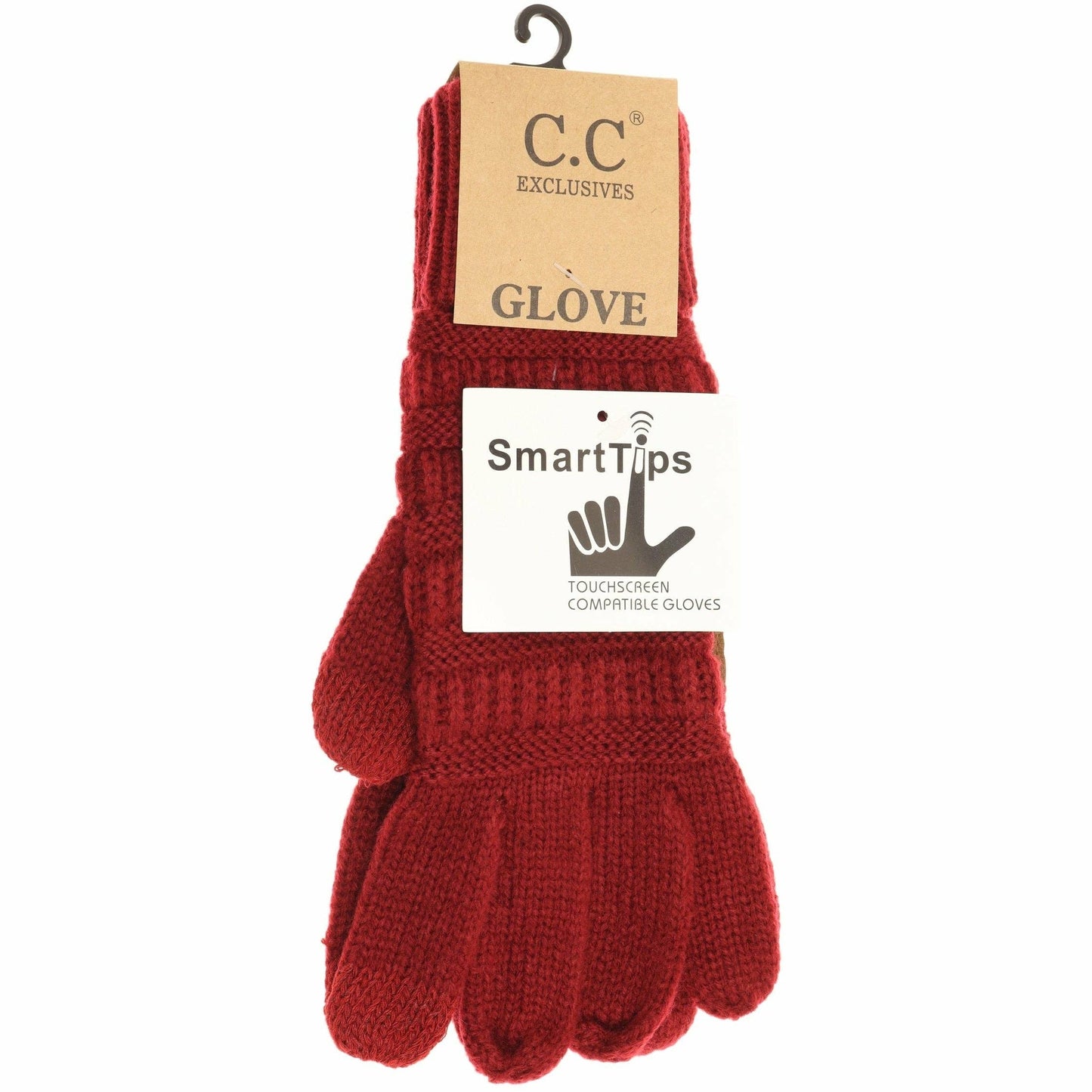 Indie Pink Solid Cable Knit CC Gloves: