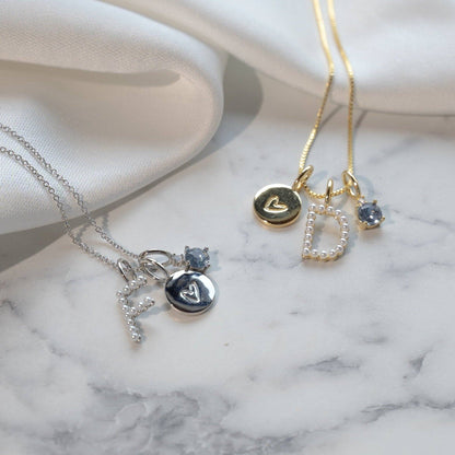 Pearl Initial Charm: Gold / E