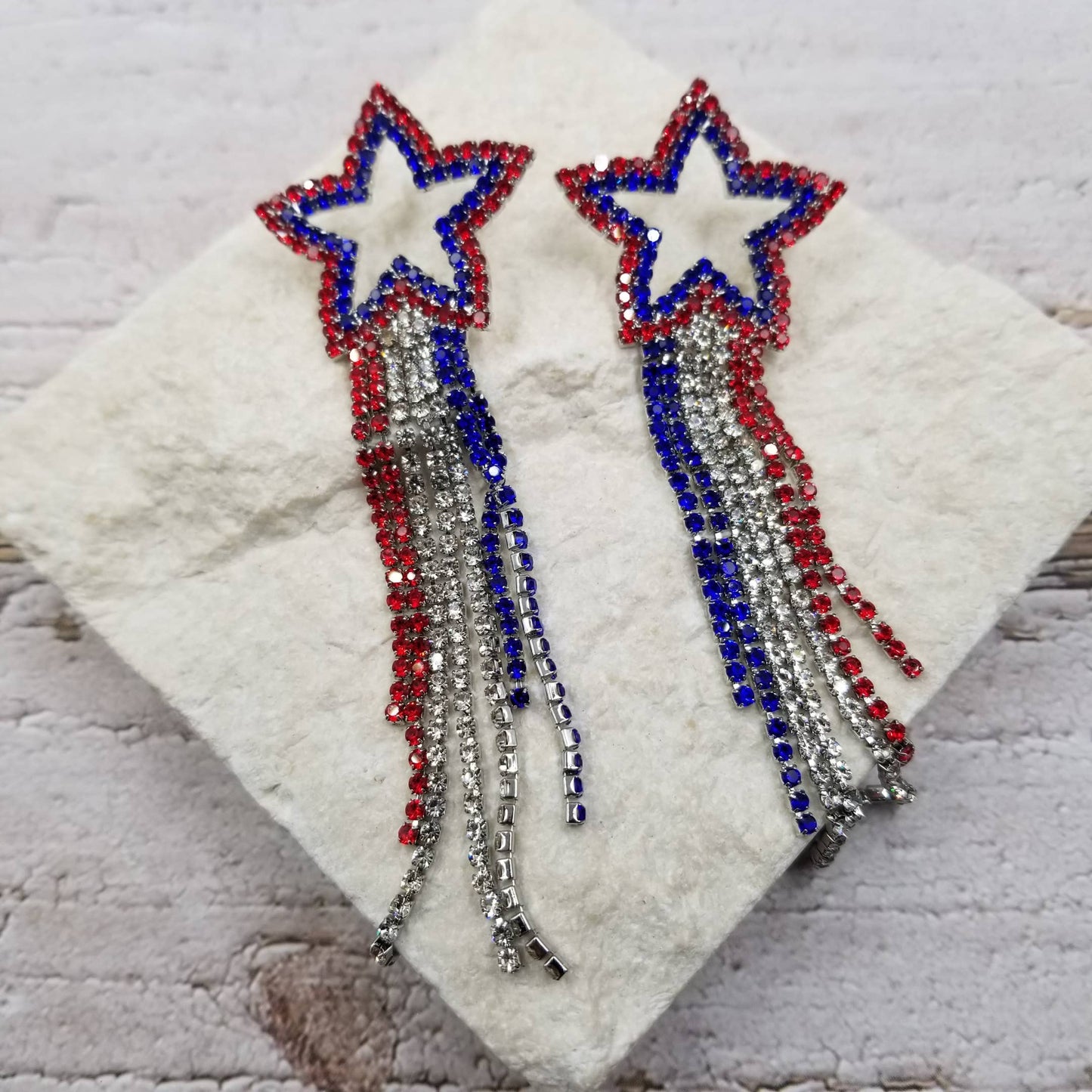 4th of July Independence Day Star Tassel Earrings