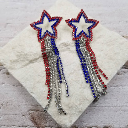 4th of July Independence Day Star Tassel Earrings