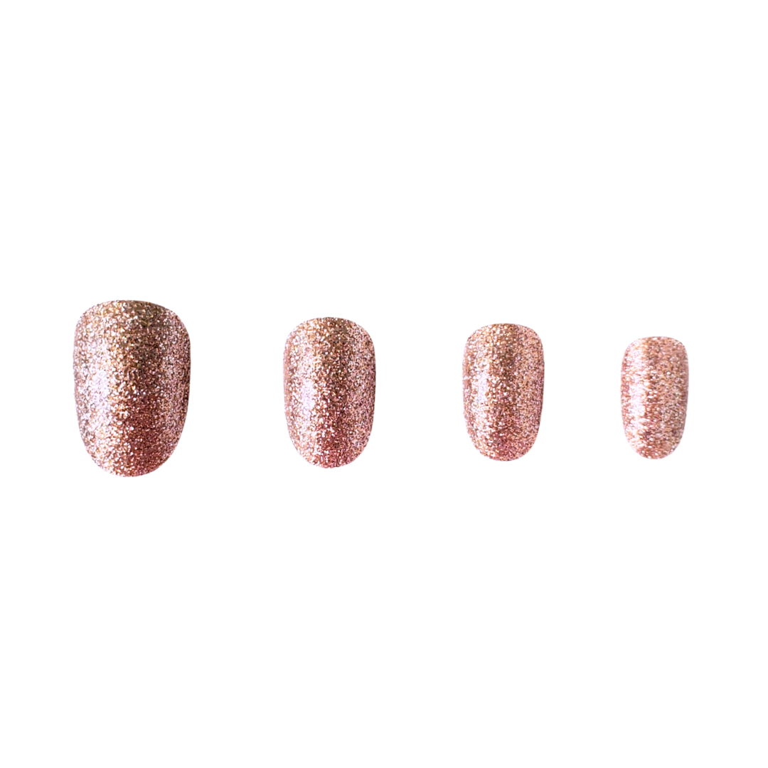 Rose Gold Glimmer | Sparkling Rose Glitter Press-On Nails