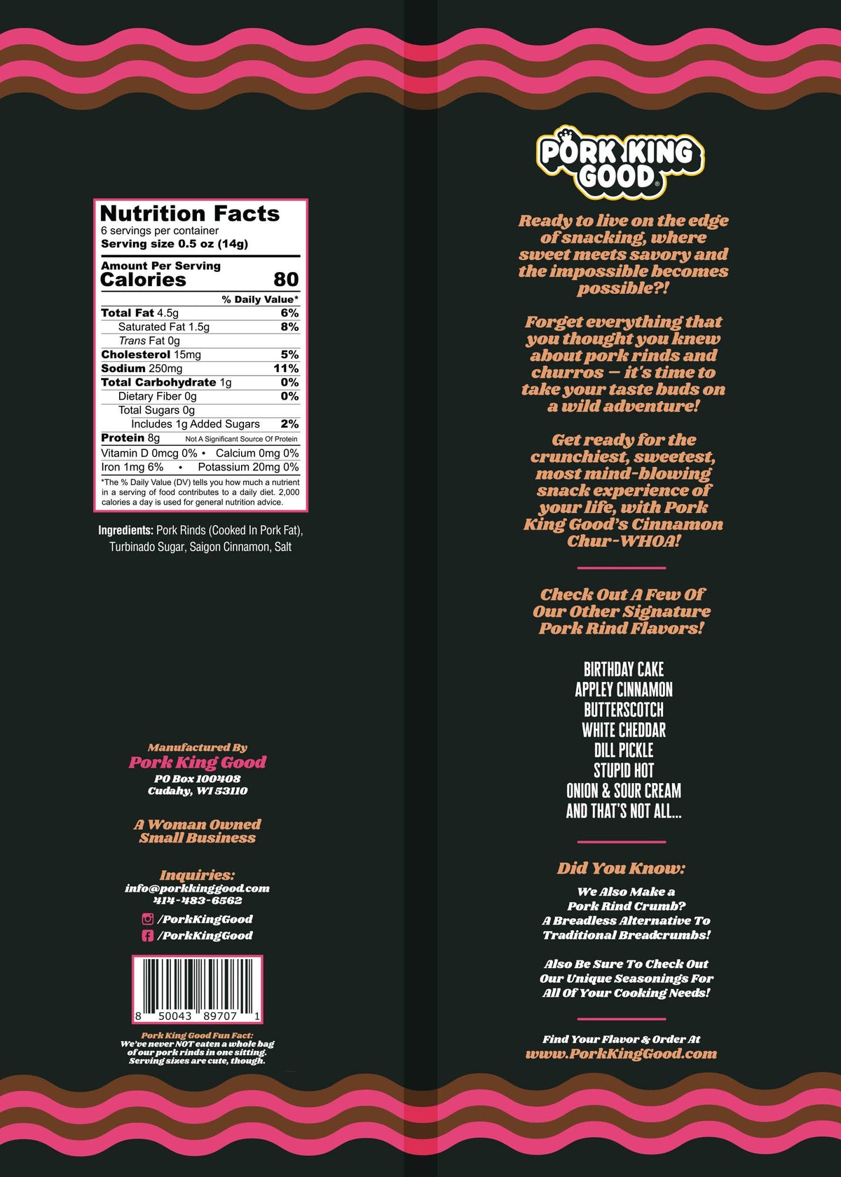 Cinnamon ChurWHOA! Flavored Pork Rinds 3oz