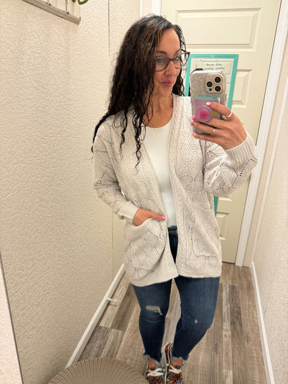 Open Knit Cardigan - Ivory
