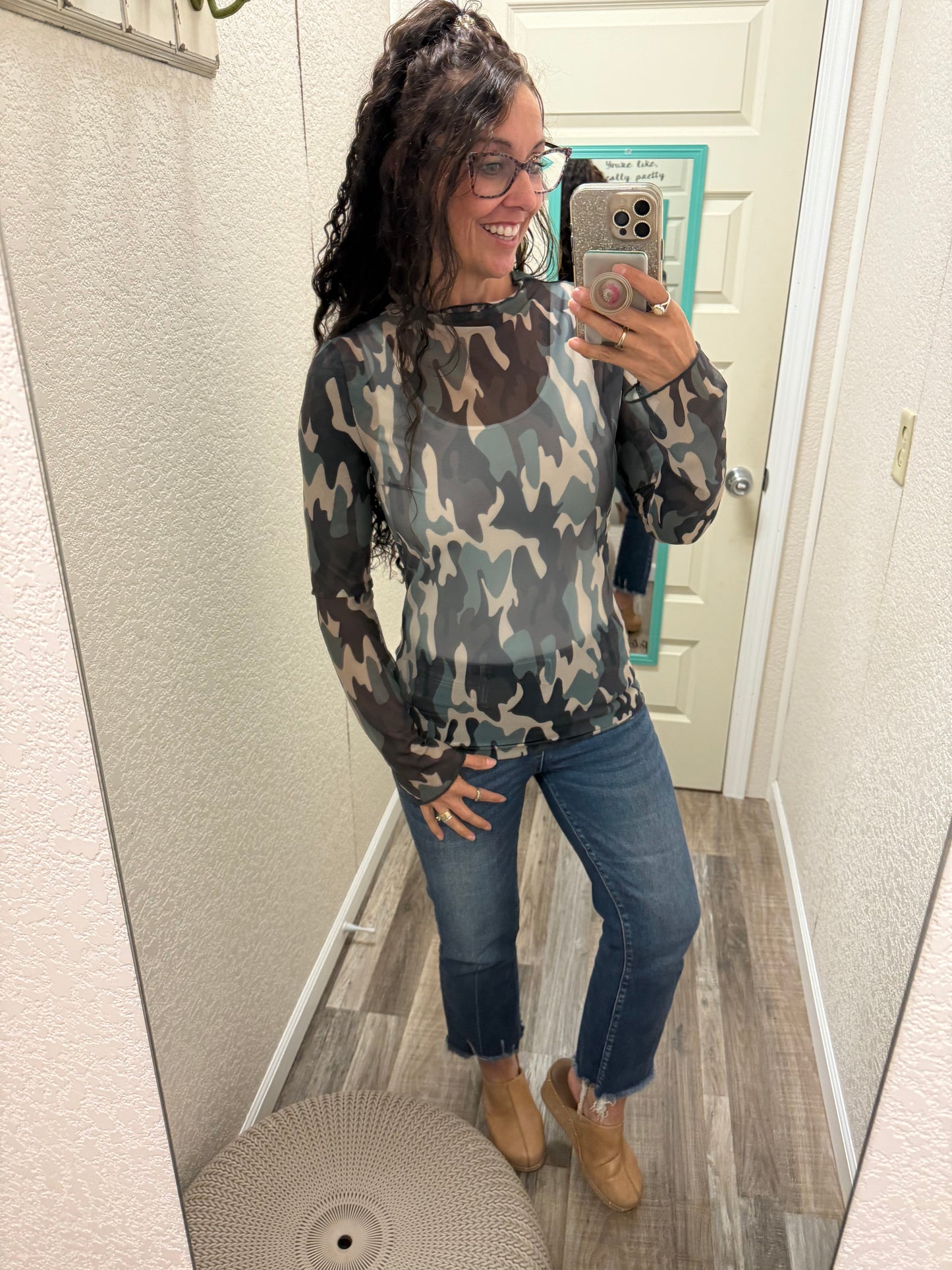 Camouflage Mesh Top