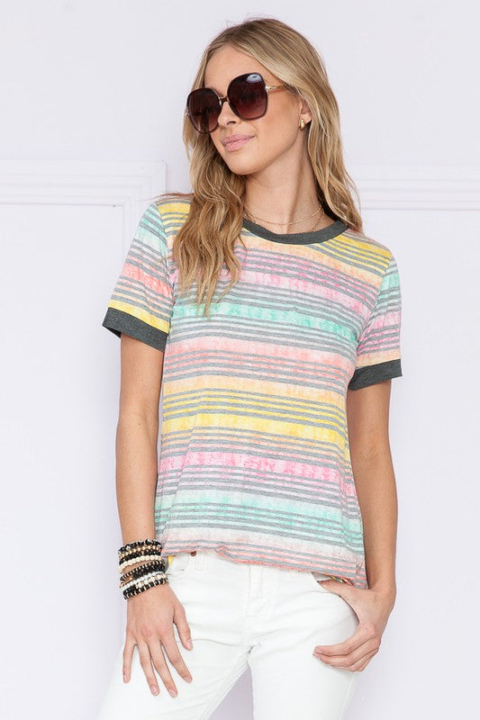 Summer Stripes Short Sleeve Top