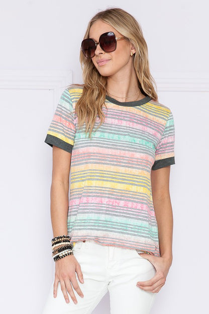 Summer Stripes Short Sleeve Top