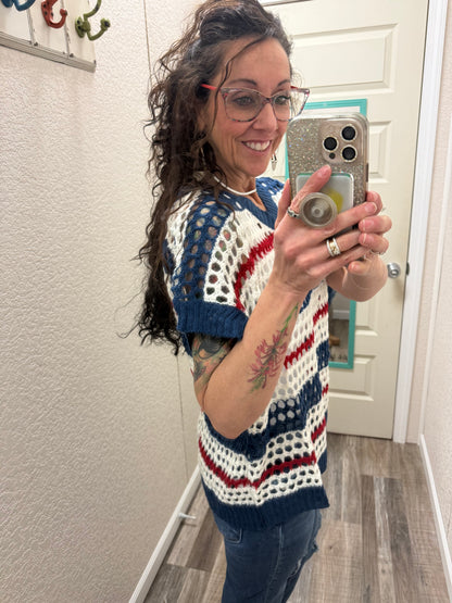 American Stripes Loose Knit Top