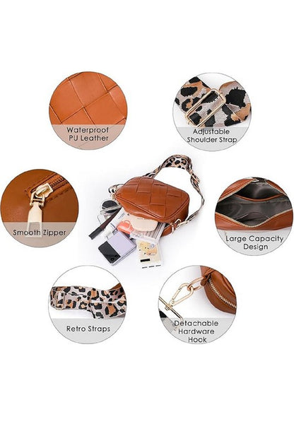 Leopard Strap Crossbody Shoulder Bag