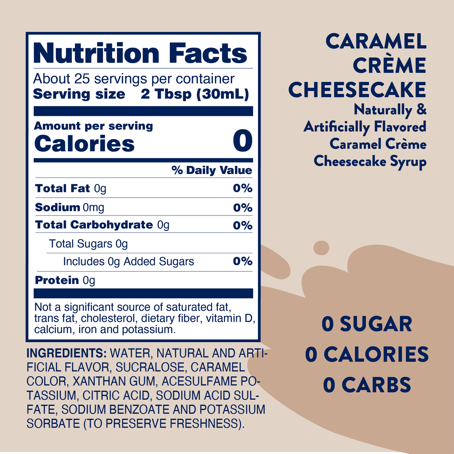 Sugar Free Caramel Creme Cheesecake Syrup