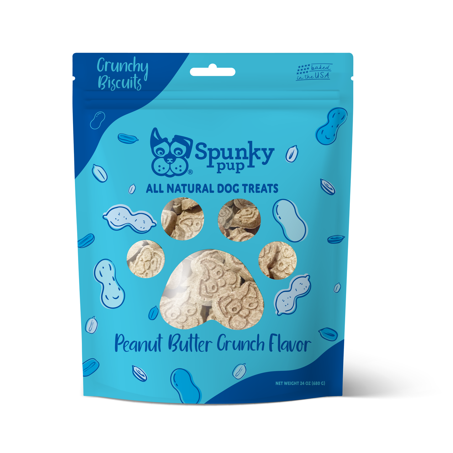 Peanut Butter Kiss All Natural Crunchy Dog Biscuits Treats: