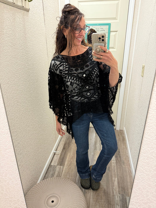 Black Anastasia One Size Crochet Overlay