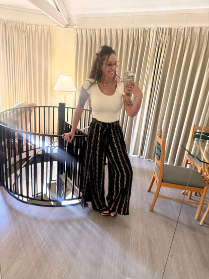 Key Largo Black High Waisted SLIT FRONT WIDE LEG PANTS: BLACK