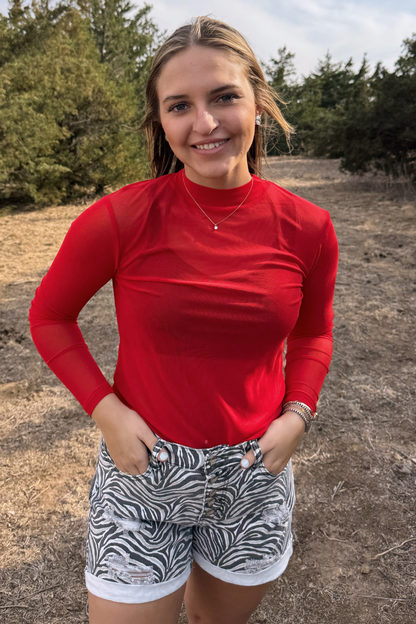 Meshed Out Red Top