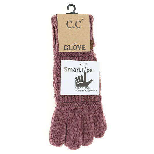 Berry Smart Tips Cable Knit CC Gloves