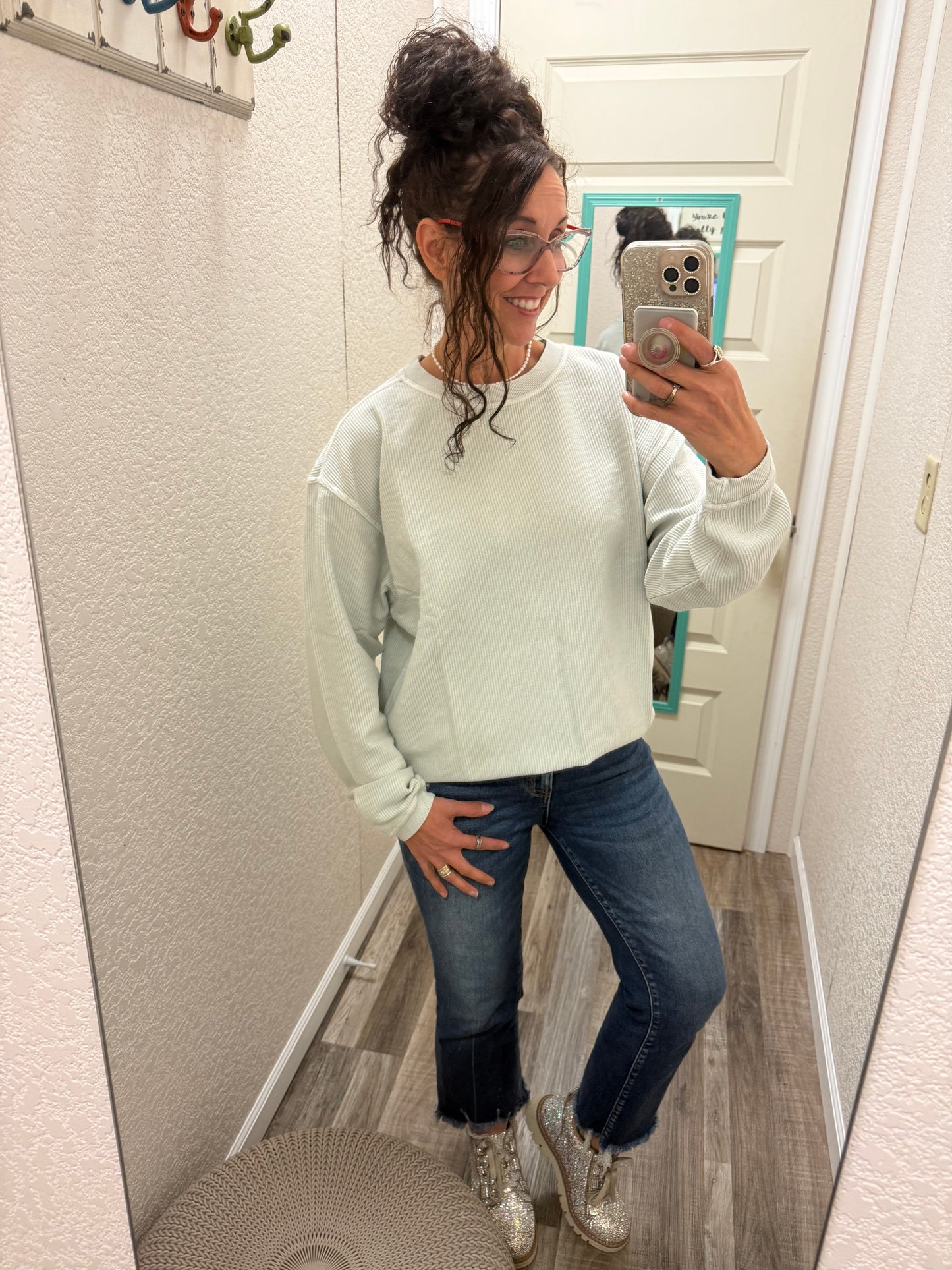 Silver Luxe Corded Crew