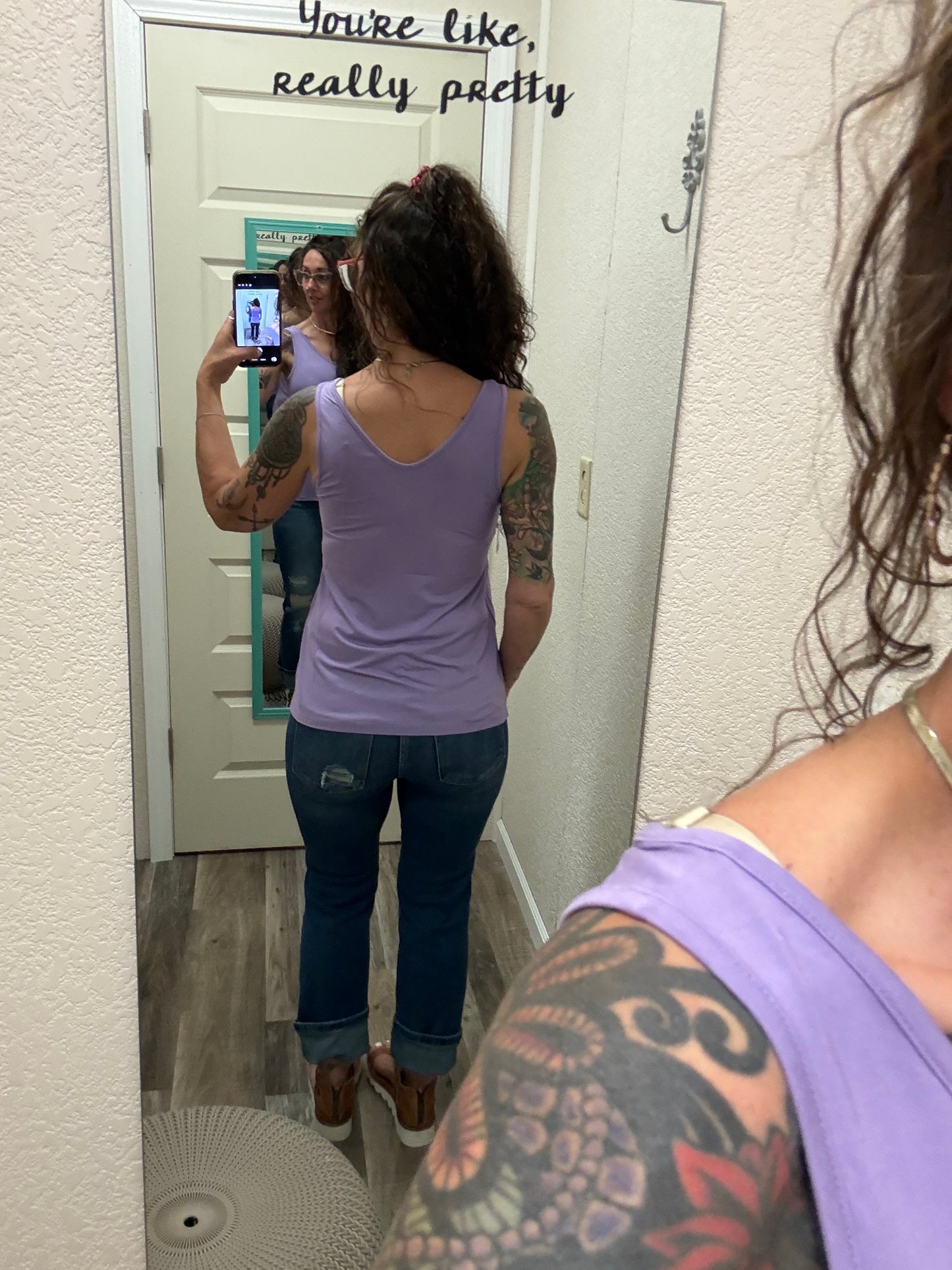 Lavender Vera V Neck Tank - Michelle Mae