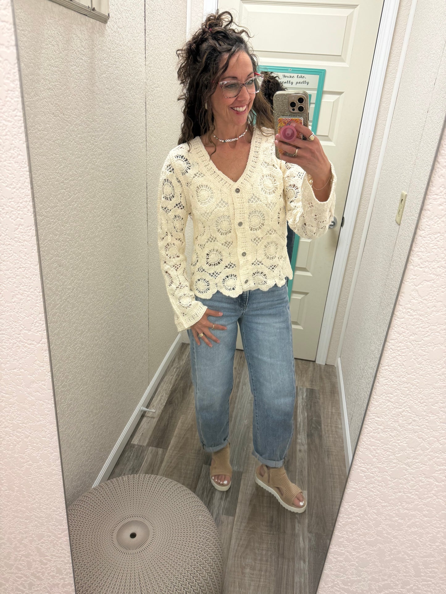 Denali Long Sleeve Crochet Cardigan