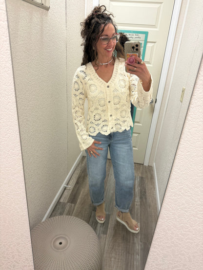 Denali Long Sleeve Crochet Cardigan