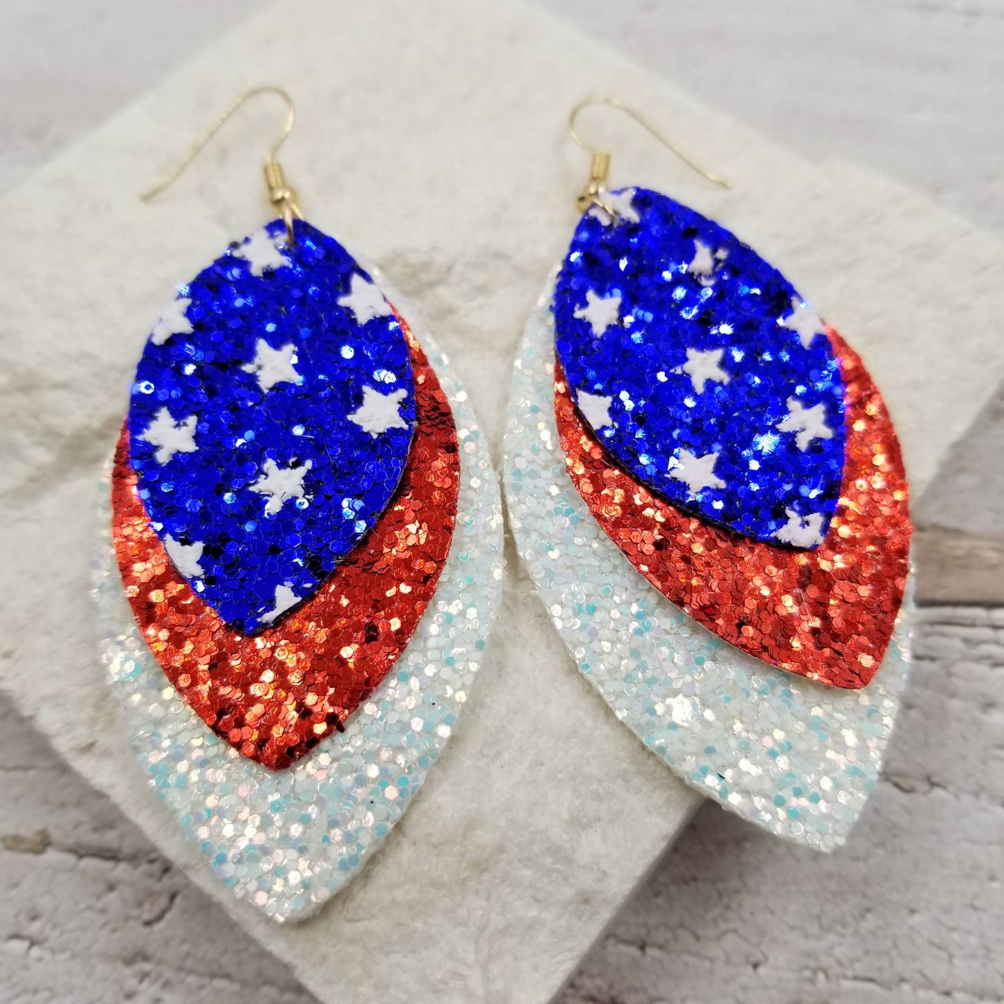 4th of July Shiny Leather Earrings