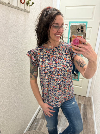 Jersey Smocked Ruffle Top