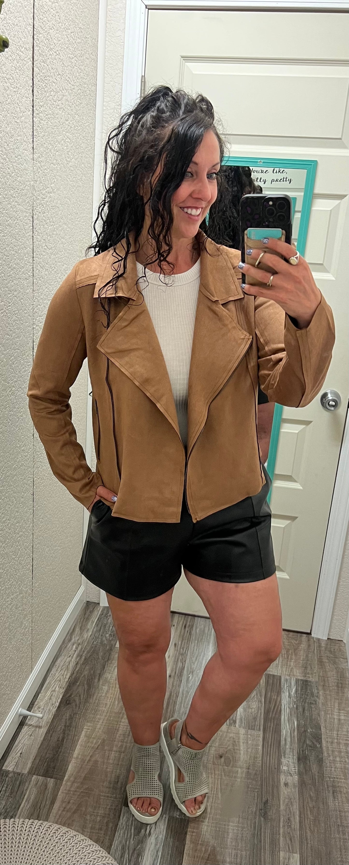 Ryder - Camel - Suede Moto Jacket