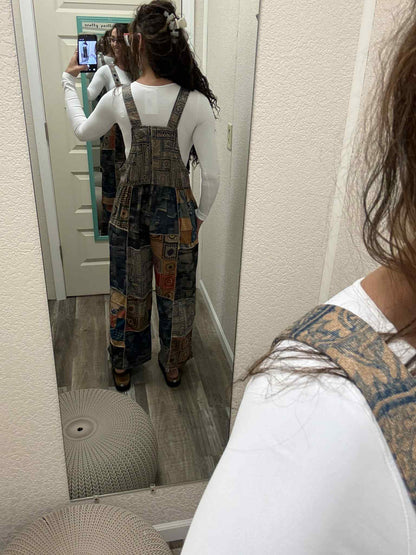Far-Out Boho Crochet Patchwork Overalls