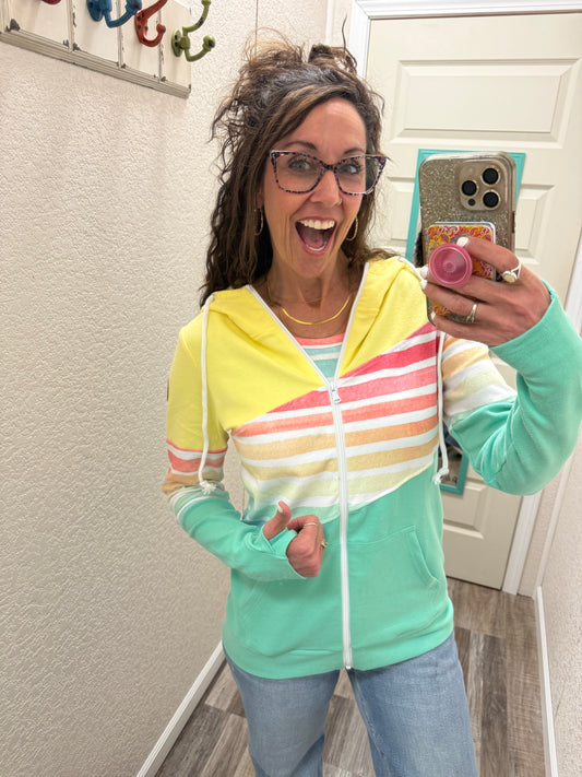 Colorblock Fullzip - Rainbow Stripes