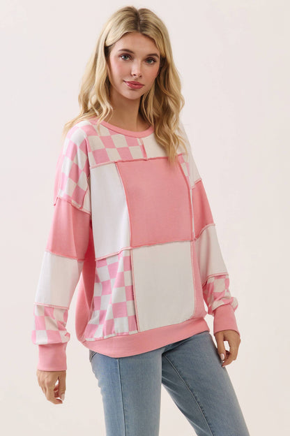CheckMate Print Patchwork pullover top