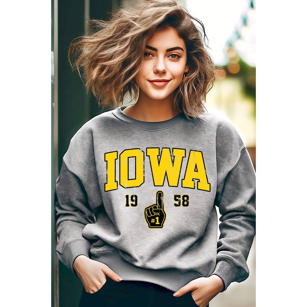IOWA #1 1958 -MINERAL Grey GRAPHIC SWEATSHIRT