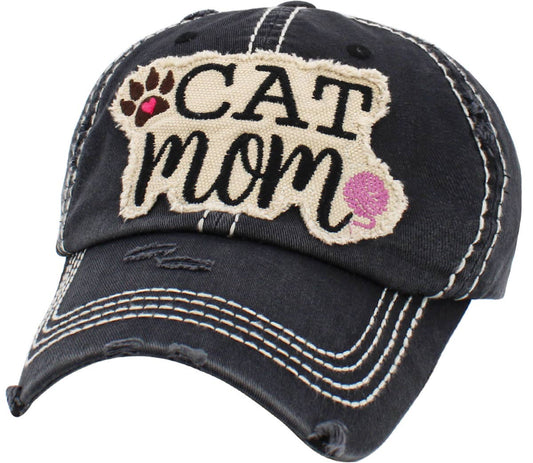 CAT MOM Washed Vintage Hat