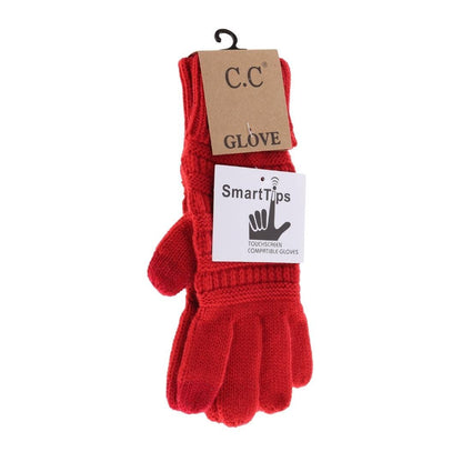 Indie Pink Solid Cable Knit CC Gloves: