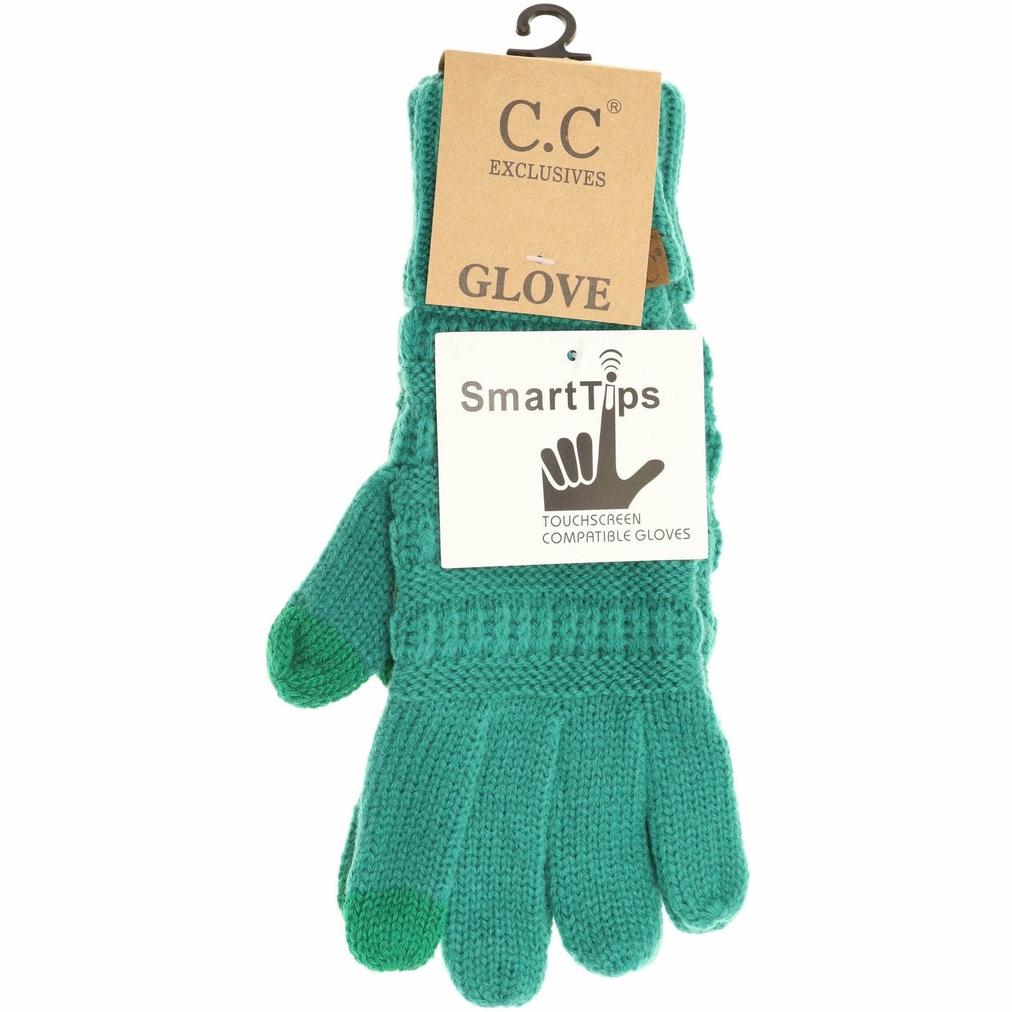 Light Grey Solid Cable Knit CC Gloves: