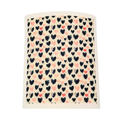 Black And Pink Valentines Day Swedish Dishcloths - Valentine