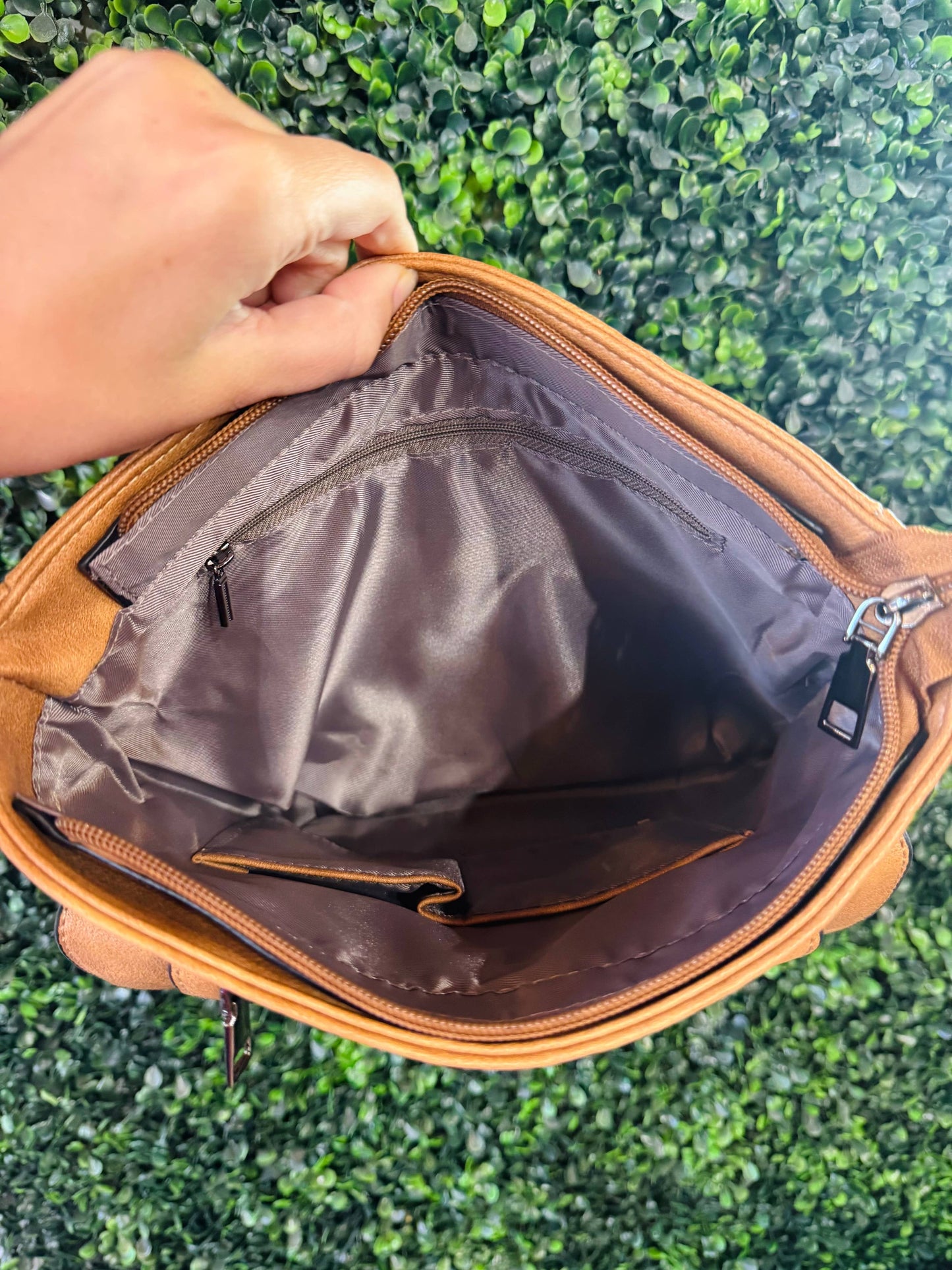 Camel Cambrie Crossbody Purse