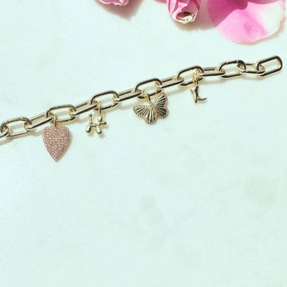 Silver Token Charm Bracelet | Gold & Silver | Adjustable 