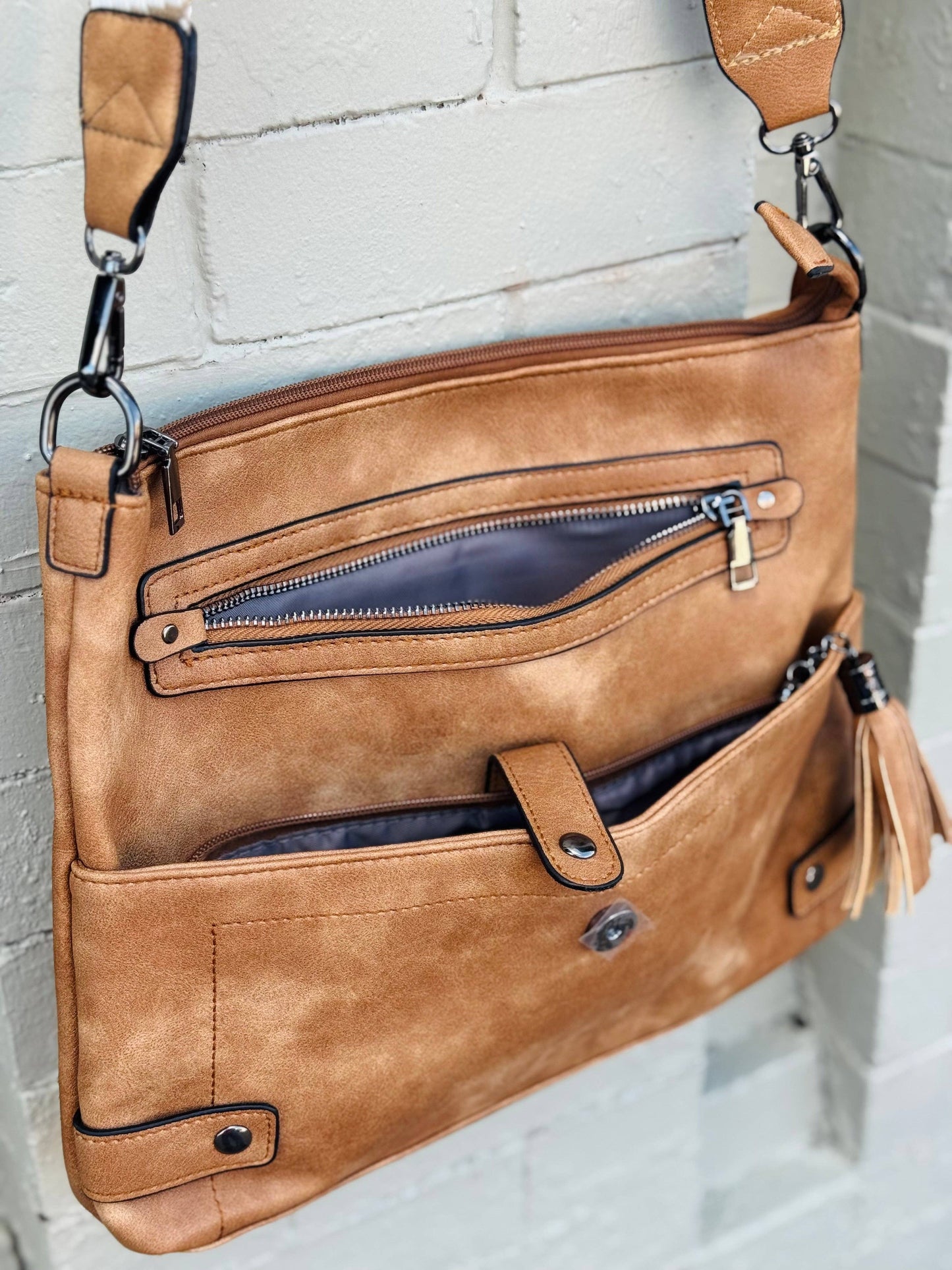 Camel Cambrie Crossbody Purse