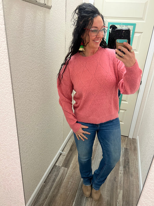 On Point - Dusty Pink - Pointelle Sweater